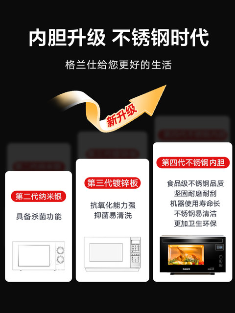 Galanz frequency converter microwave oven stainless steel micro steam oven integrated machine 1-level energy efficiency light wave oven pull-down door A7B3