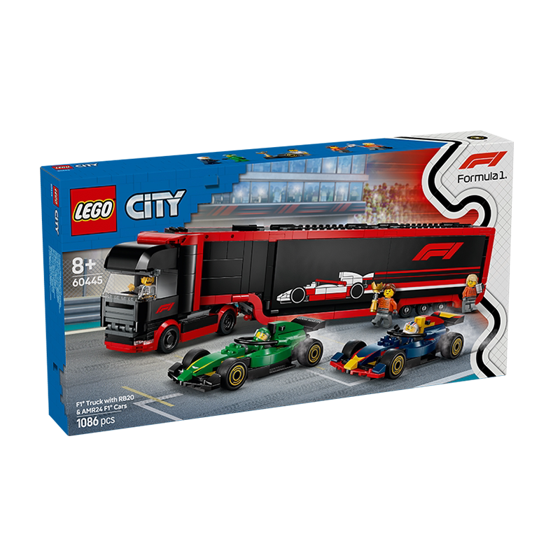 Lego January 2025 New Product City 60445F1 Truck and Racing Car Building Block Toys for Boys and Girls as Gifts