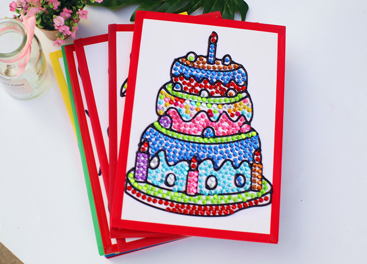 Tranh kim cương trẻ em DIY handmade vật liệu gói Màu kim cương pha lê dán tranh hoạt hình mẫu giáo sáng tạo đồ chơi - Handmade / Creative DIY làm đồ chơi sáng tạo