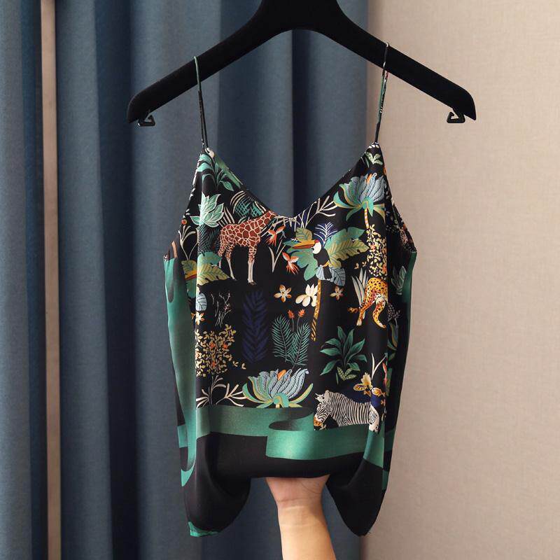 National wind pattern Color print harness Sexy V collar slim shoulder strap personality hit undershirt female inner lap spring summer blouse