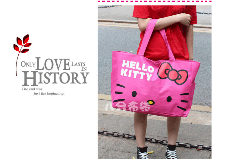 Phim hoạt hình lớn dễ thương Kitty Hello Kitty vai di động gấp di động túi du lịch thể dục túi hành lý - Túi du lịch túi kéo