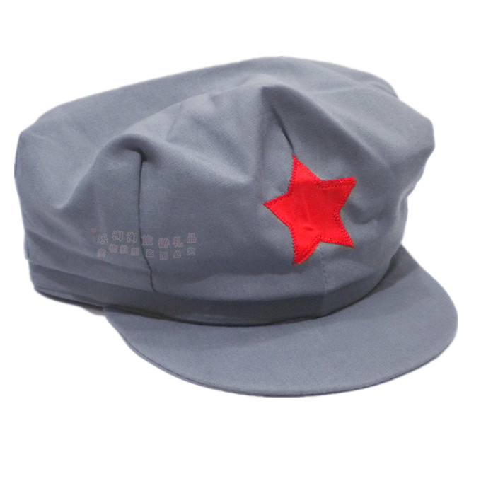 Gray five-pointed star hat new four-button cap octagonal hat red five-pointed star hat children and adults gray octagonal hat