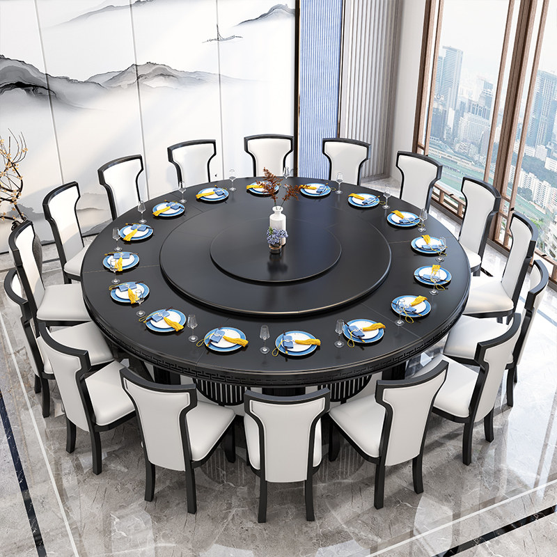 New Chinese Electric Table Hotel Roundtable 15 people rotate the turntable restaurant cabin hot pot table
