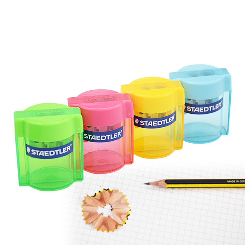 German STAEDTLER Shi Delou pencil sharpener double hole dual-purpose pencil sharpener color transparent pupil pen knife
