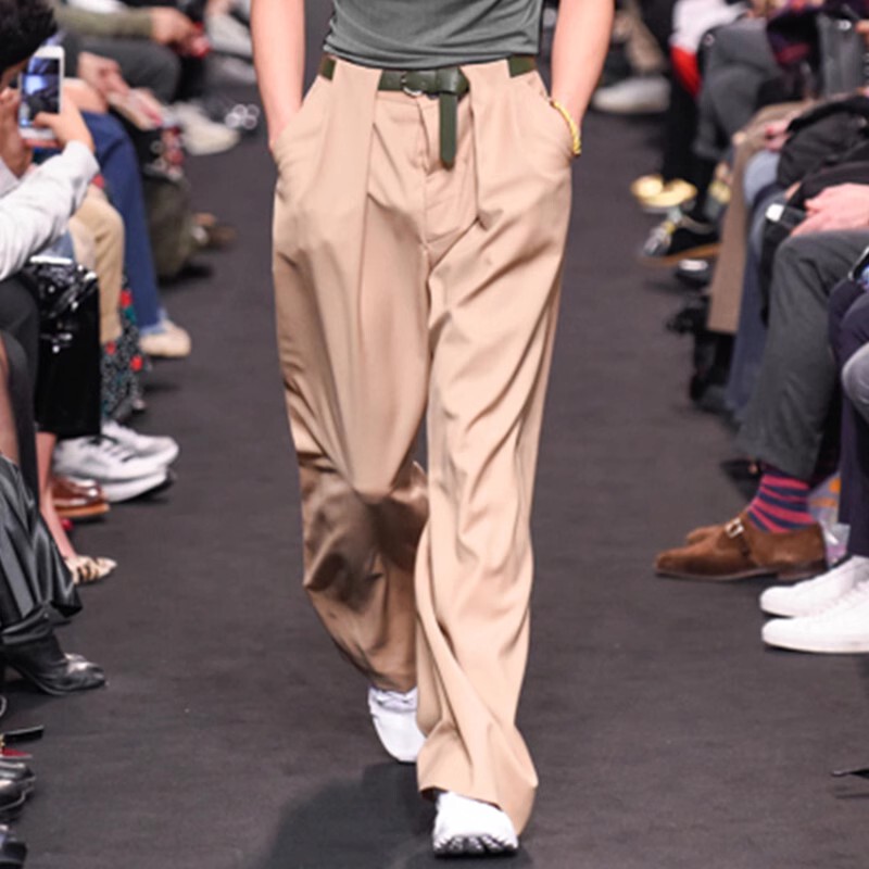 Designer Loose-Fitting Men's Mid-Waist Trousers High Street ins Celebrity Style Imported Fabric Wide-Leg Straight Pants for Men