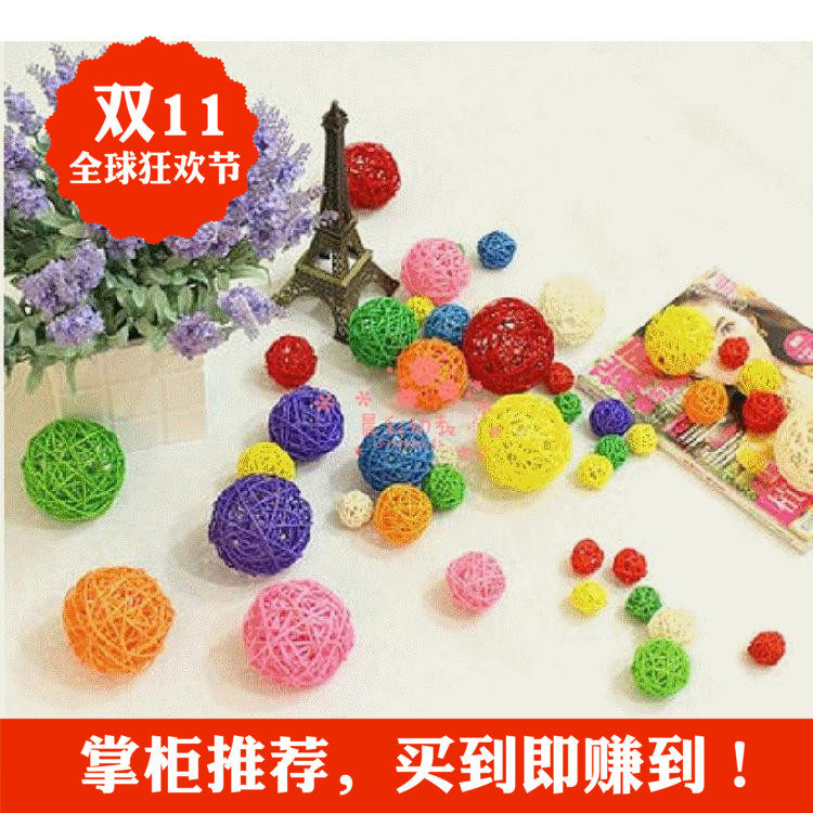 Kindergarten DIY hand - crafted vine ball hanging materials colorful round vine choreography hallway classroom hoists
