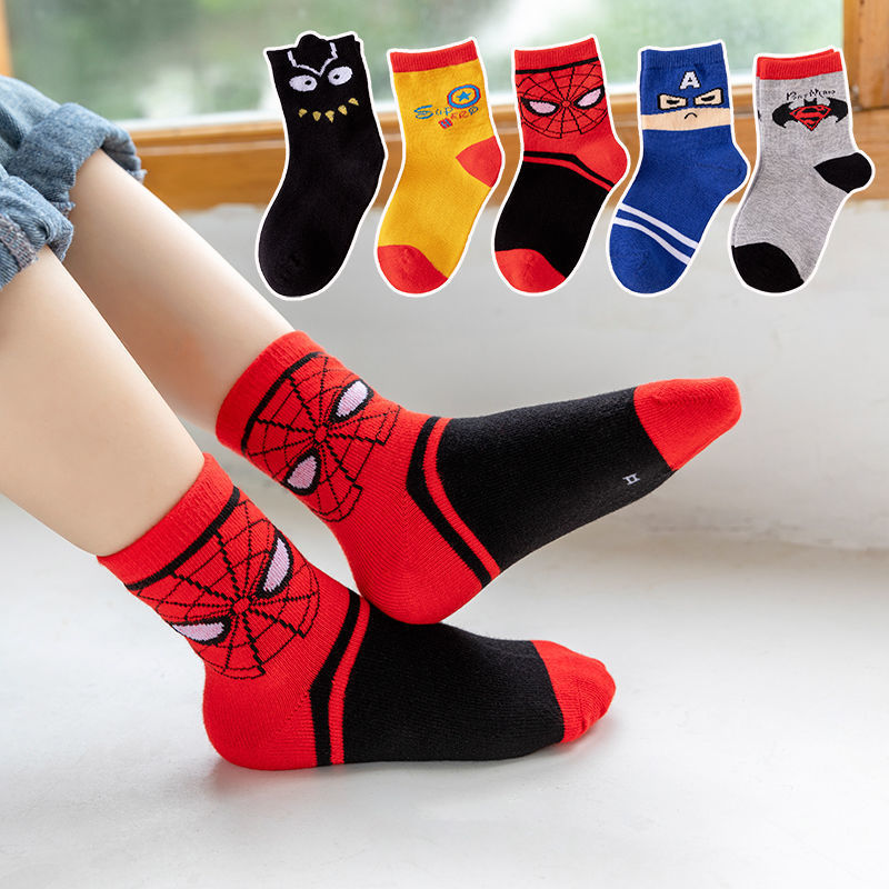 Children's Socks for Boys and Girls, Toddlers and Preschoolers, Cartoon Mid-Tube Socks for All Seasons, Featuring Spider-Man and Iron Man, Soft Socks Children's Socks for Boys and Girls, Toddlers and Preschoolers, Cartoon Mid-Tube Socks for All Seasons, Featuring Spider-Man and Iron Man, Soft Socks