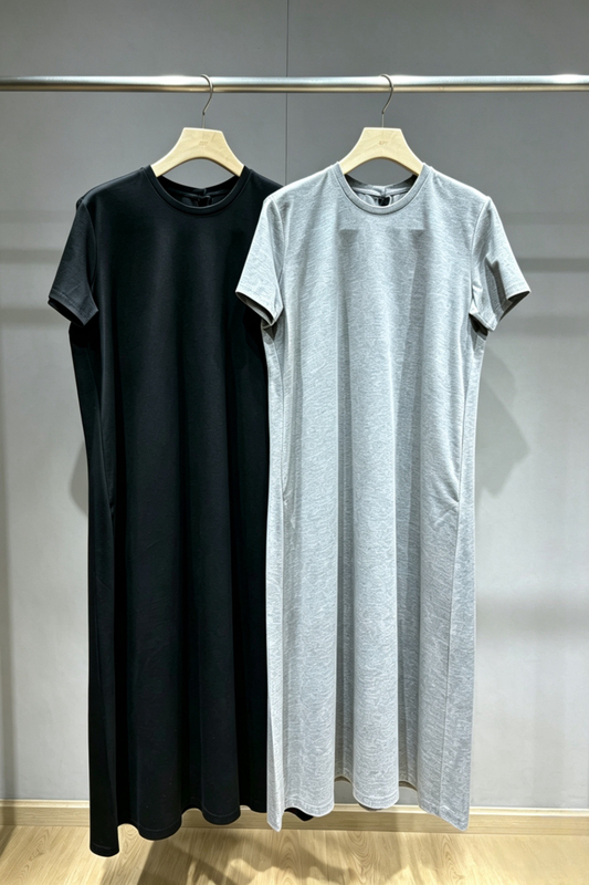 【Jiangnan】Authentic Cut-Label 2026 Summer New Mid-Length Dress Women's Short-Sleeve T-Shirt Dress 3250