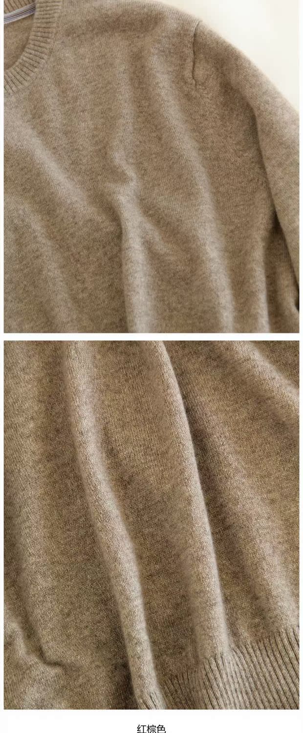Hành khách cũ, cổ tròn cơ bản, áo len cashmere dài tay, áo len nam, áo len, 5 màu áo thun dài tay nam
