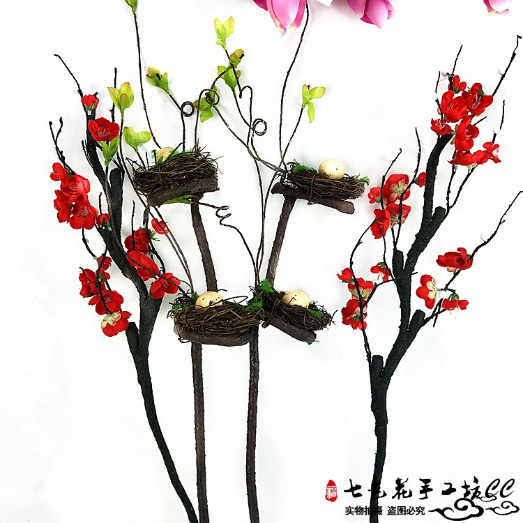 Kindergarten Wall Decoration Emulation Plum Blossom Bird Nest Fake Flower Silk Cloth Furnishing home floral environment arrangement