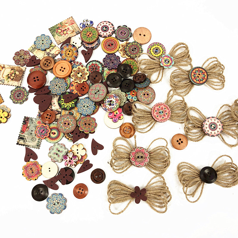 Hemp rope hand-woven linen small flower wall sticker theme pearl sticker flower kindergarten handmade decoration material