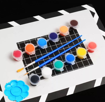 Kindergarten children DIY12 color acrylic paint wood chip painting Plaster painting manual class white embryo coloring brush