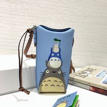 Totoro co-branded Dust Genie series net red color-block calfskin mobile phone bag shoulder bag cross-body bag