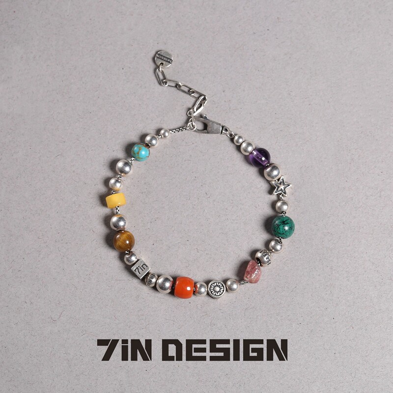 7In【Midsummer】Original Niche Design Natural Multi-Gemstone Bracelet Dopamine Best Friend Stackable 925 Sterling Silver Bracelet 7In【Midsummer】Original Niche Design Natural Multi-Gemstone Bracelet Dopamine Best Friend Stackable 925 Sterling Silver Bracelet