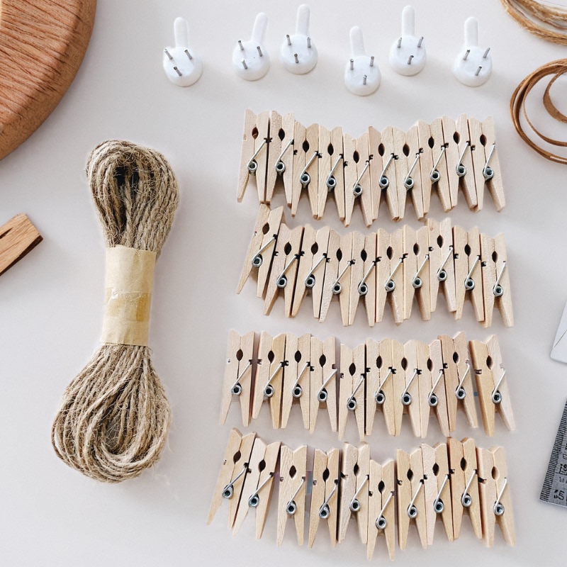 ins Wind-Themed Photo Wall with Hemp Rope and Wooden Clips for Room/Classroom Decoration, Photo Display Wall, Card Decoration, Poster ins Wind-Themed Photo Wall with Hemp Rope and Wooden Clips for Room/Classroom Decoration, Photo Display Wall, Card Decoration, Poster