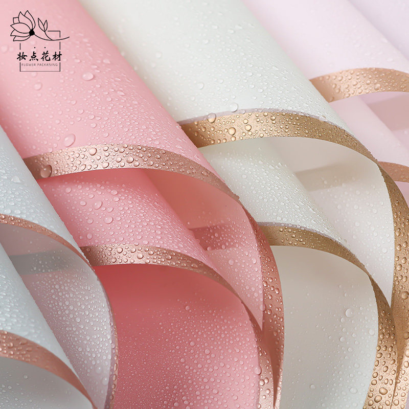 Flower packaging material for gold edge jelly film Hansin paper fog paper semi-permeable waterproof florist