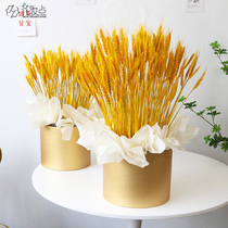 Makeup Flowers Golden Hugging Barrel Barley Open Flower Barrel Tabletop Decorative atmosphere Celebrating Store Opening with cover 2
