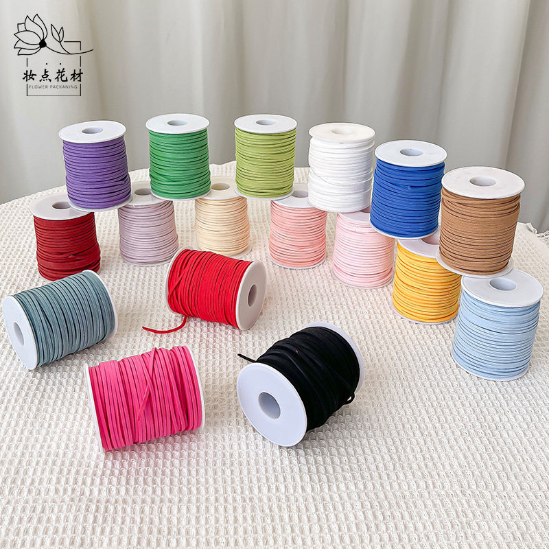 50-yard Korean leather suede rope pure color fine rope imitation floral velvet with flowers cake packing silk with handmade DIY rope-Taobao