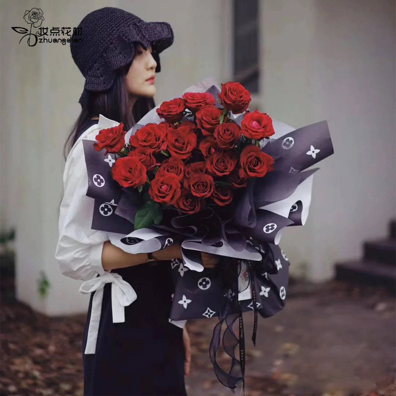 Four Leafy Grass Flowers paper Waterproof Paper Pattern Printed Paper Advanced Sensation Floral Bouquet Material Bouquet Wrap paper