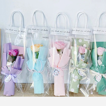 Teachers Day transparent waterproof tote bag net red single bag rose bouquet gift flower packaging bag flower shop
