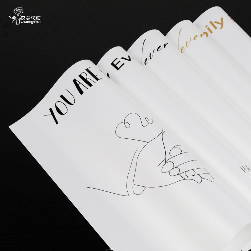 Flower Flower Packaging Paper English Waterproof Film Paper Birthday Concept Flower Bouquet Packaging Material Florist