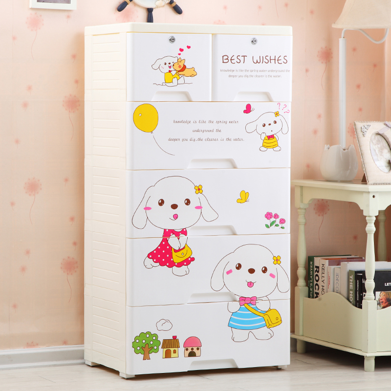 Thickened cartoon children's wardrobe drawer type storage cabinet plastic locker clothing finishing cabinet combination cabinet
