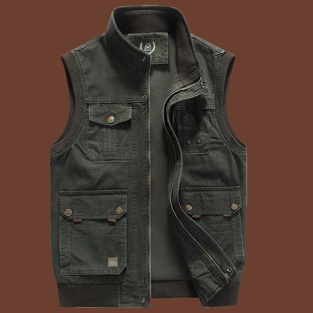 Exhibition car spring vest men's pure cotton multi-pocket vest photography outdoor casual jacket reporter waistcoat