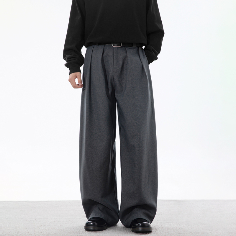 Old Money Style Double Pleated Drape Trousers for Men and Women, Spring Trendy Retro Wide-Leg Long Pants, Casual Loose Versatile Pants