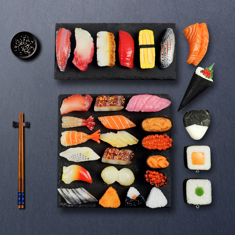 Simulation sushi food model fake cooking salmon food props Toy display set Home decoration ornaments