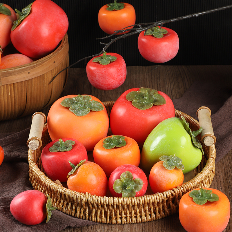 Simulation Yellow Persimmon Fake Flowers Fruit Decoration Props Model Swing room Things to do, Persimmon Tree Branches Crispy Peel-Taobao