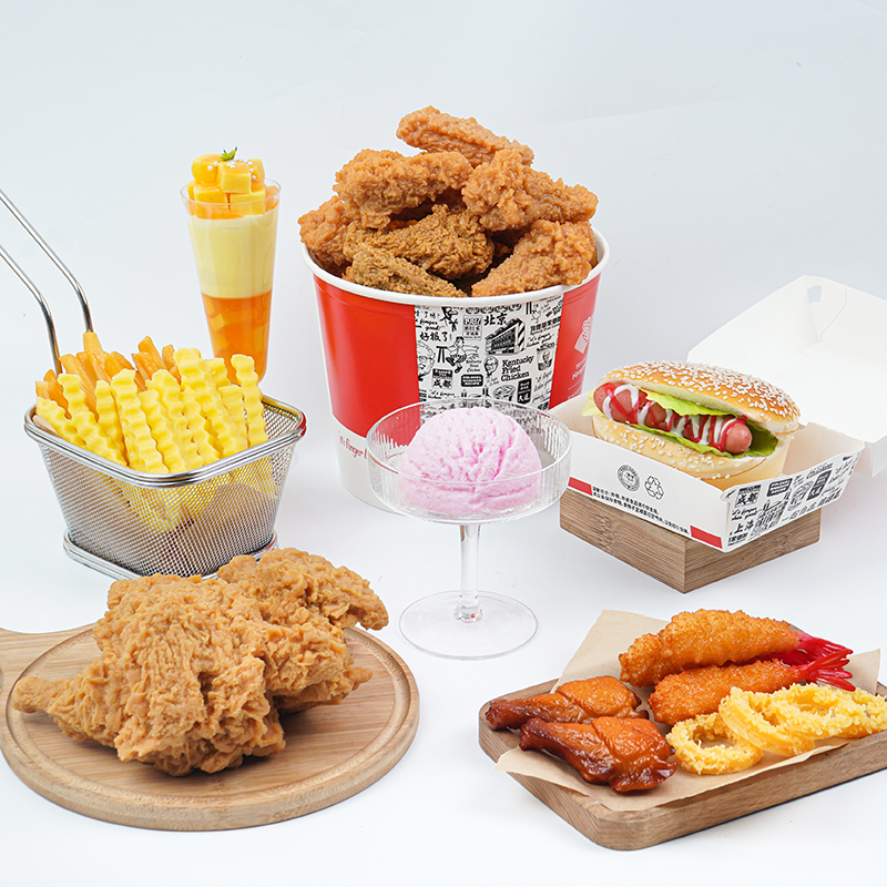 Simulation Burger Fake Chicken Rice Flower Model Fries Roast Wings Fried Chicken Leg Kenderky Toy Props Food Food Décor-Taobao