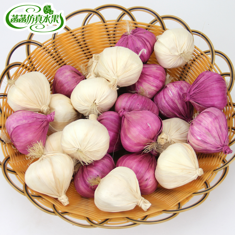 Simulation Single Head Garlic Fake Garlic Head White Leather Purple Peel Onion Vegetable Model Farmhouse Cupboard Decoration Photography Props-Taobao