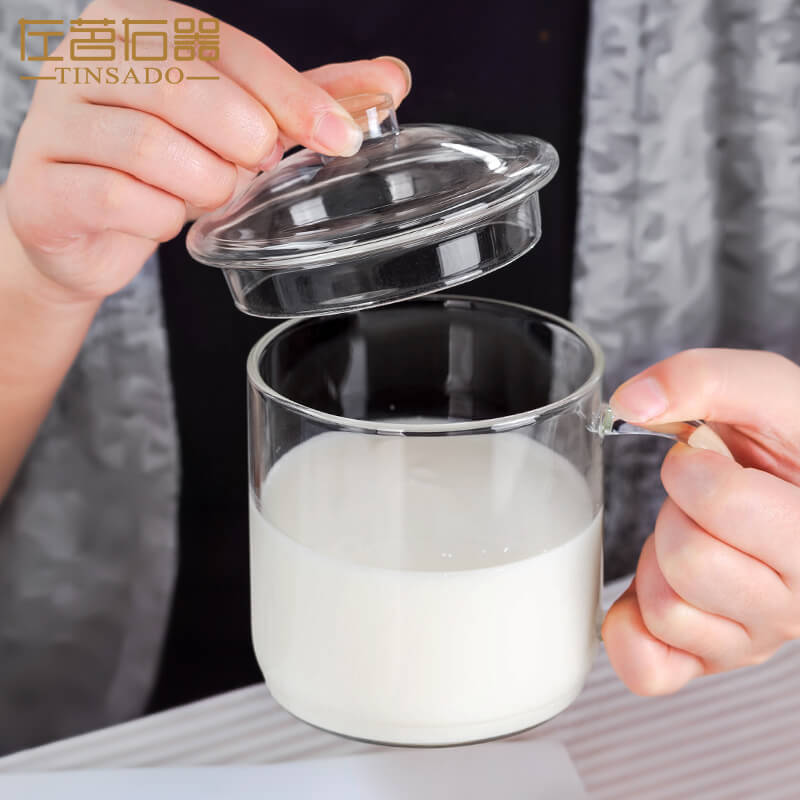 ZuoMing right implement large capacity with cover glass cup water cup home take more hot breakfast cup of milk