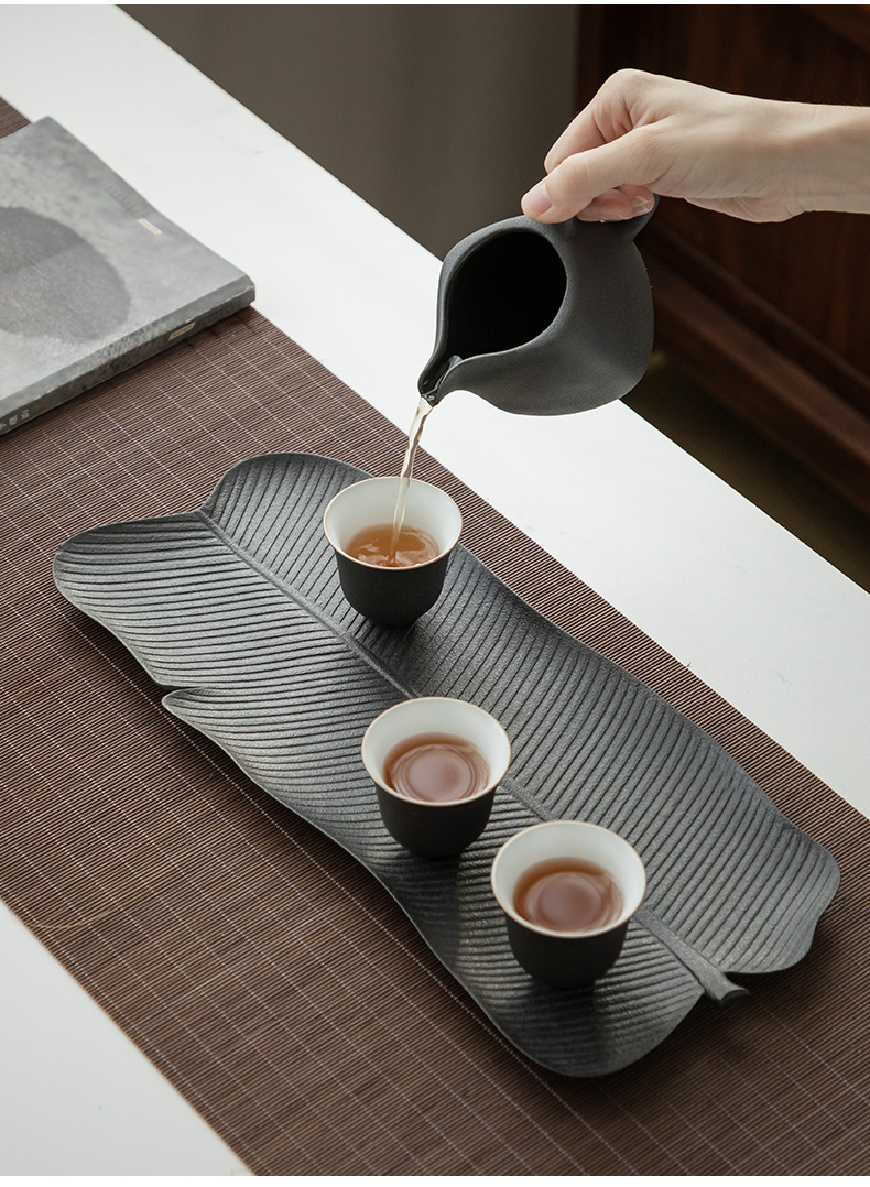 ZuoMing right machine dry terms plate of black rectangle contracted household ceramic saucer plate of Japanese ground water type tea table