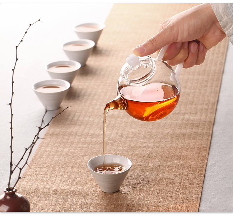 ZuoMing little teapot single glass trumpet right device mini kung fu tea set belt filter heat transparent teapot
