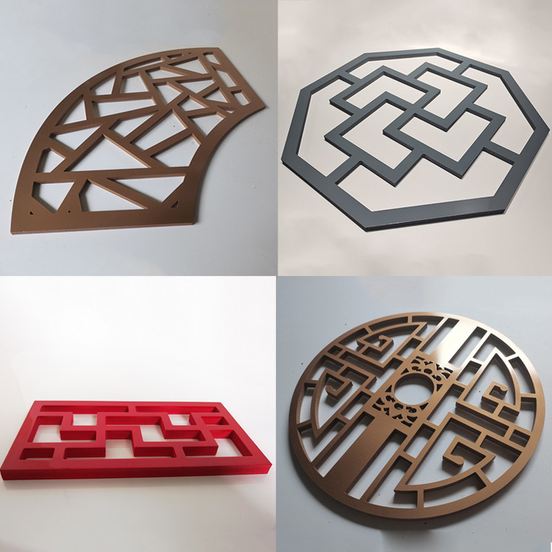 Window Flower Chinese Pane Divider Antique Wood Flower Plaid Skylight Screen PVC Carved Skylight Wedding Setup Decor