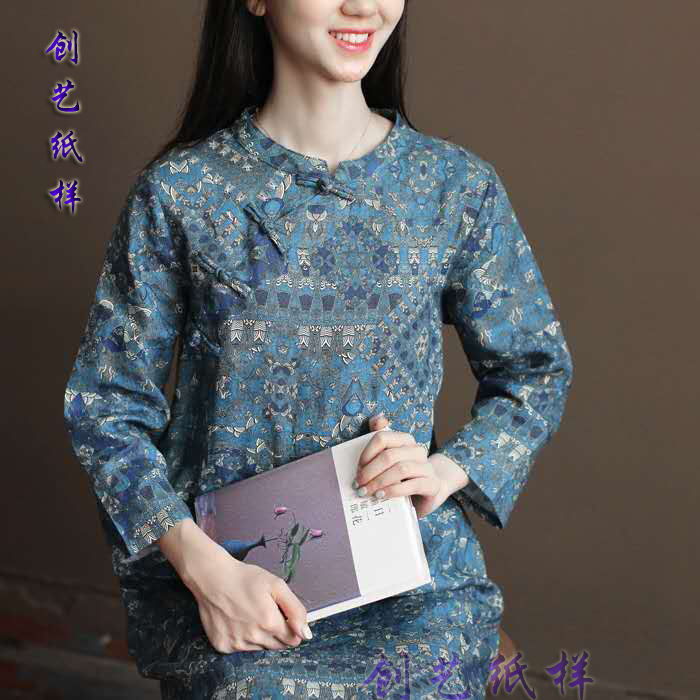 Drawings for making clothes B69 Mori department retro linen Chinese improved flag robes relaxed foreign dress for women's paper samples