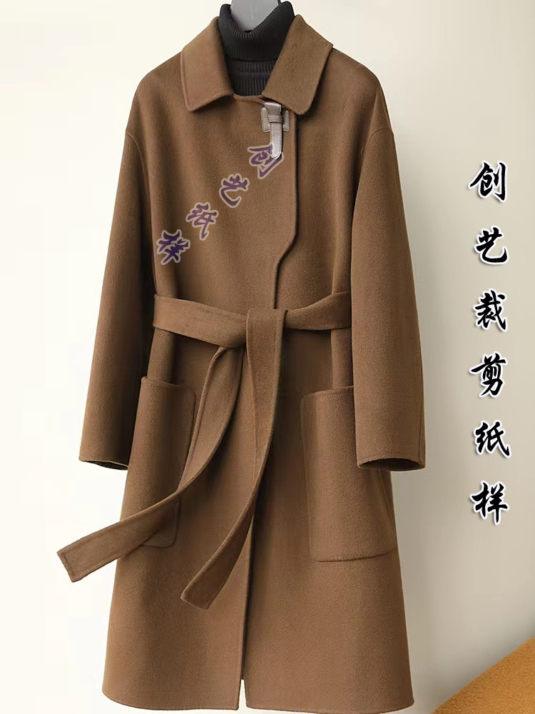 Pattern version N90 new autumn and winter double-sided cashmere coat women's mid-length jacket drop-shoulder sleeves 1:1 real sample cutting