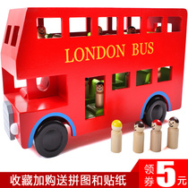 Childrens car model Transport large toy Wooden Bus Double decker London Big Bus Boy educational toy
