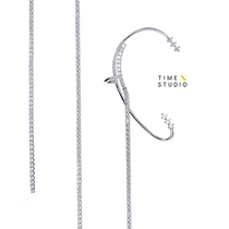 Exclusive Original Beauty to Fried Street Long pure silver Haorstone Exaggerated Ear Clip Ear hanging card No earbugless earbone clip