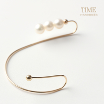 Original no-ear-ear hanging ear bone clip earrings high quality natural three pearls elegant Cognitive Temperament Earrings