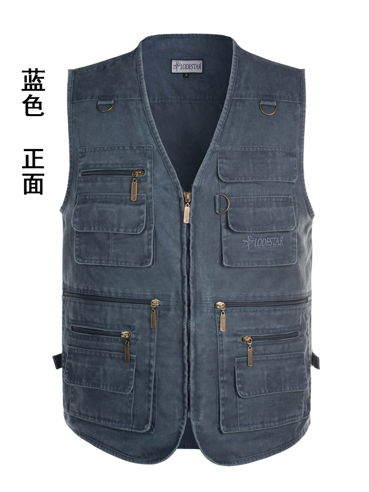 Áo vest nam ngoài trời trung niên và cũ mô hình mùa xuân và mùa thu lỏng lẻo cộng với phân bón XL nhiều túi bố chụp ảnh câu cá áo thể thao
