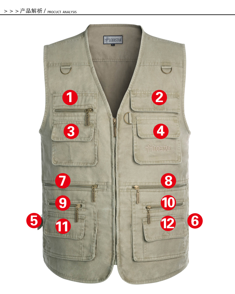 Áo vest nam ngoài trời trung niên và cũ mô hình mùa xuân và mùa thu lỏng lẻo cộng với phân bón XL nhiều túi bố chụp ảnh câu cá áo thể thao