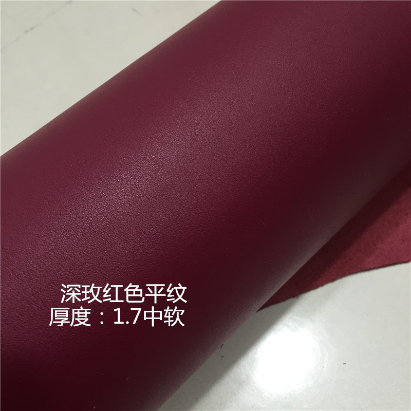 Handmade Diy Head Layer Cow Leather Material Genuine Leather Fabric Rose Red Flat Grain Cow Leather Thickness 1 7 in soft 1A3092