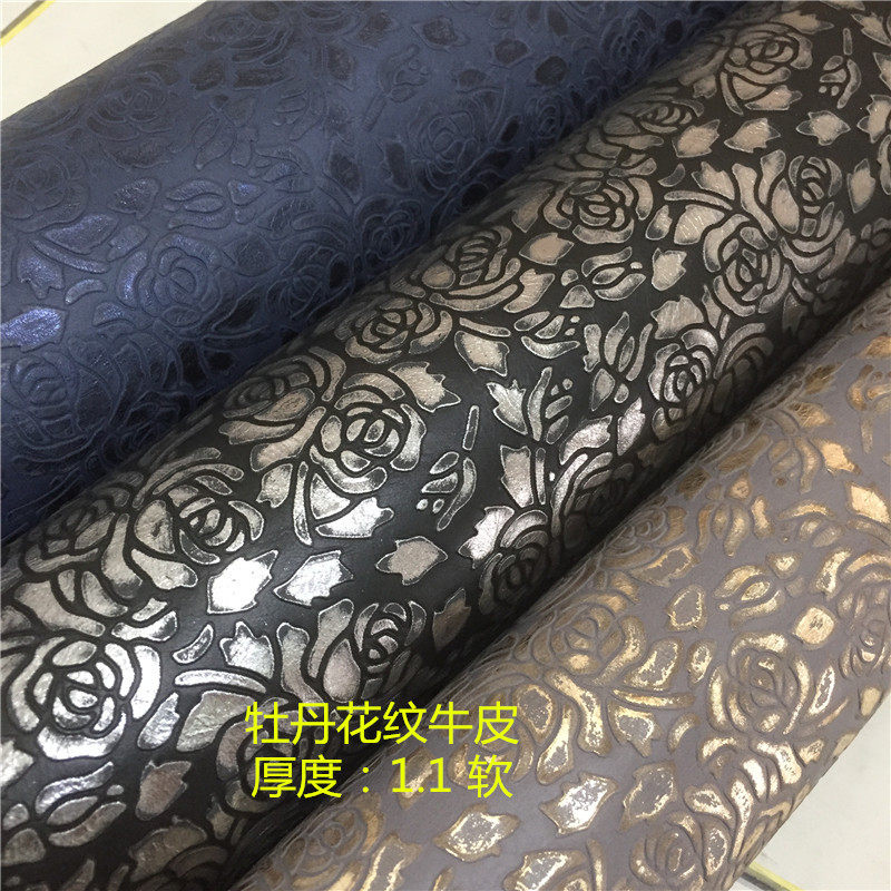 European and American Import Head Cow Leather Peony Flowers Textured Special Handmade DIY Leather Leather Genuine Leather leather fabric