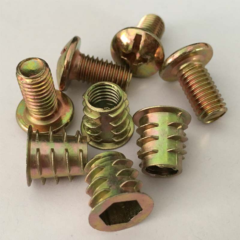 Embedded screw 6 8 10mm with medium trapezoidal nut furniture internal and external tooth nut with lid nut matching screw