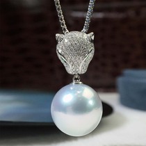 Bamboo moving pearl Australian white pearl pendant necklace Natural sea water pearl super bright classic leopard head simple atmosphere