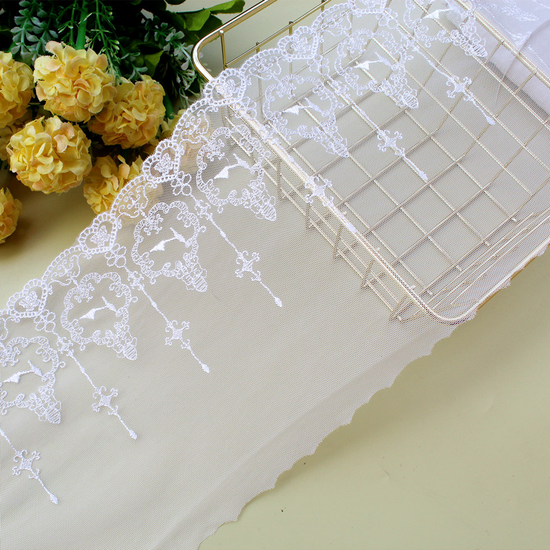 White mesh embroidery high-heeled shoes pattern lace lace handmade Lolita clothing accessories veil decoration 18cm