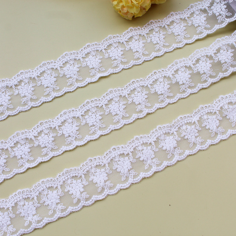 Off-white double-sided mesh embroidery lace accessories handmade diy clothing cuff skirt collar accessories 4cm