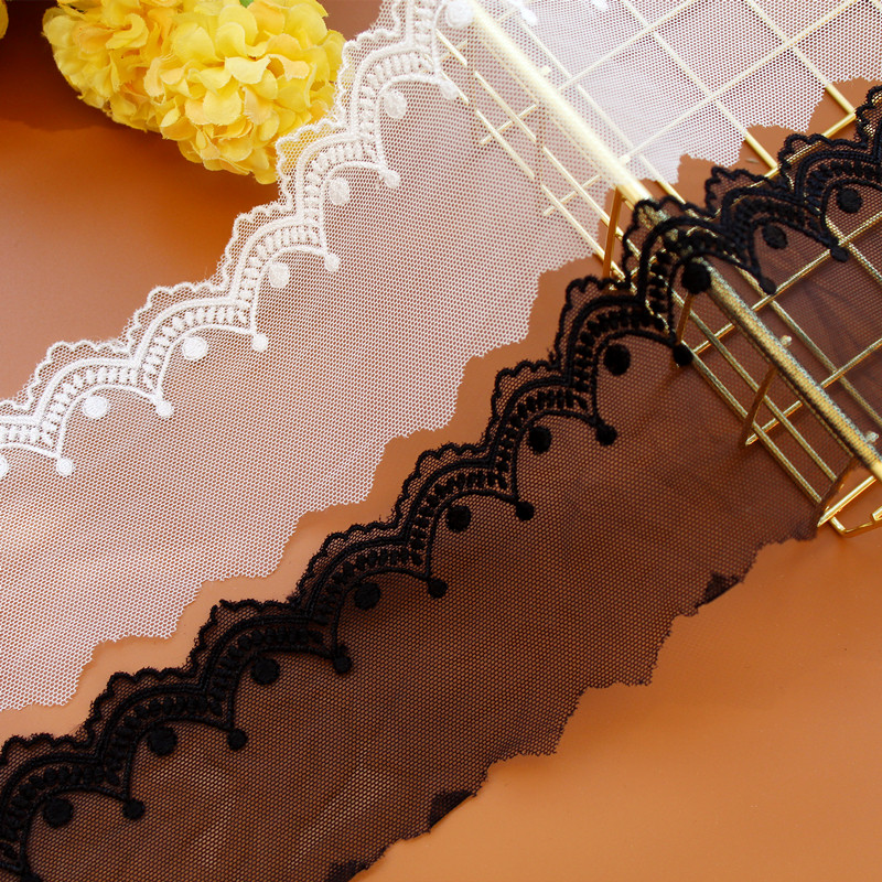 Haiyuan handmade diy clothing lace accessories rice white black rayon mesh embroidery lace lace decoration